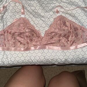 SHEIN Pink Lace Triangle Bra Intimates